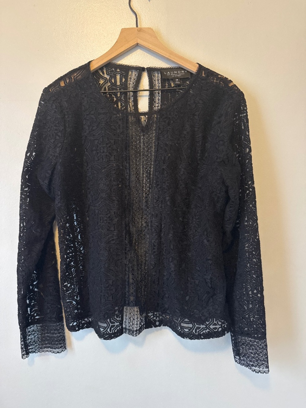 Laundry by Shelli Segal Los Angeles black lace sheer top